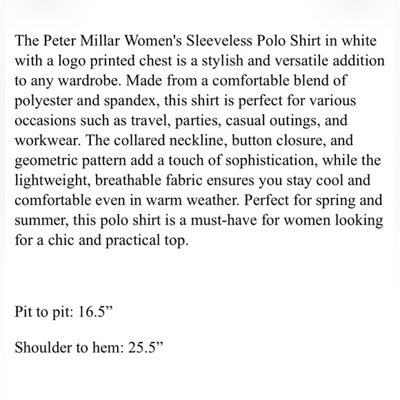 Peter Millar Womens Golf Shirt Polo Chest Logo Printed Sleeveless Small White - Picture 5 of 5